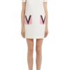 V Logo Pocket Wool & Silk Dress