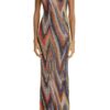 Zigzag Lamé Sleeveless Maxi Dress
