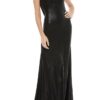 Metallic Bateau Neck Column Gown